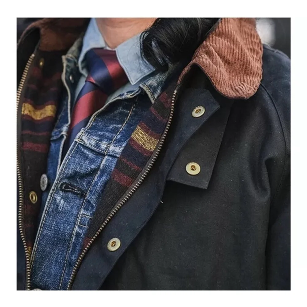 Non Stock Light Waxed Country Jacket Heritage Style Mens 4-Pocket Outerwear Coat